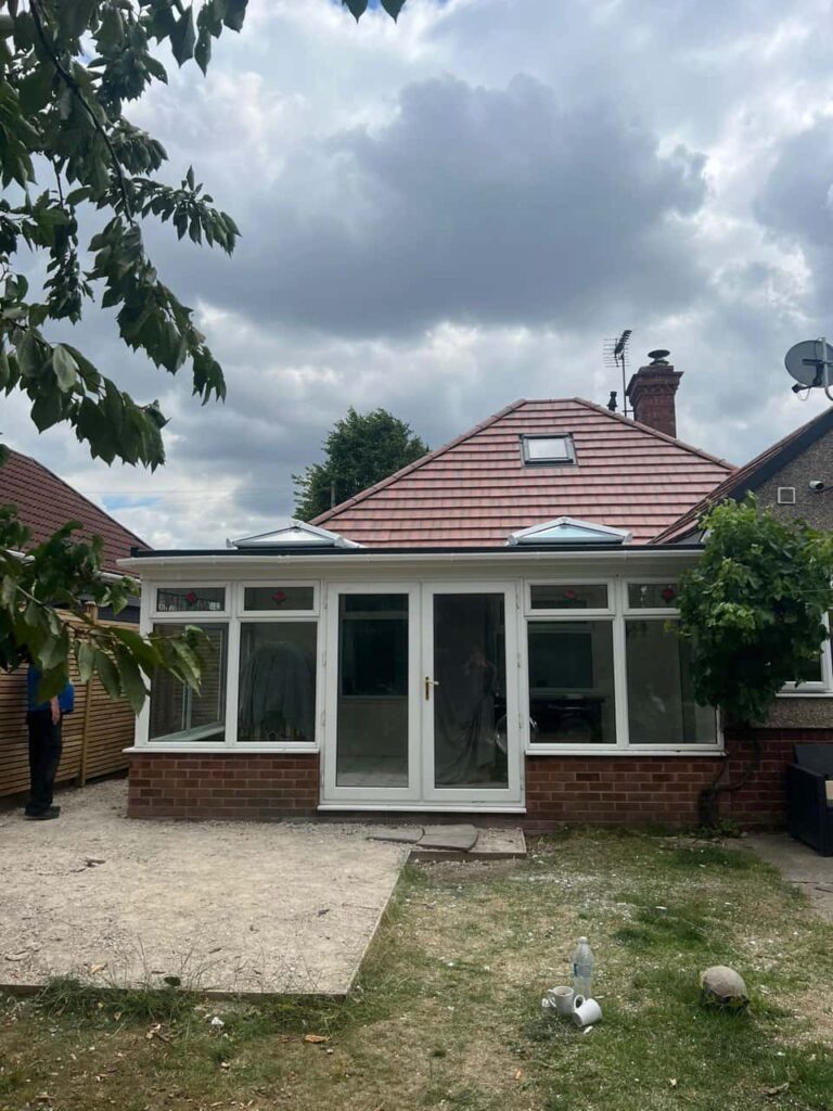 This is a photo of a hipped roof on a bungalow that has just had roof repairs carried out. Works carried out by MCM Roofing Repairs Hook